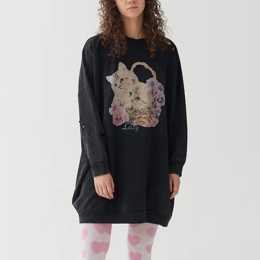 LAZY OAF Basket O' Cats Sweater Dress
